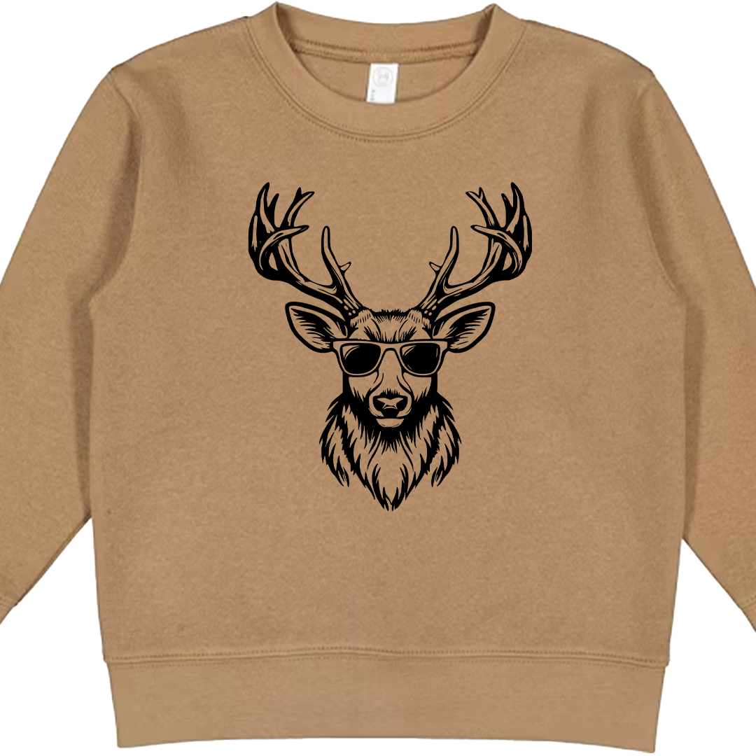 Cool Deer Toddler Crew Neck Sweatshirt
