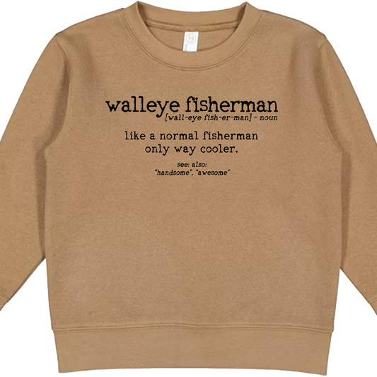 Walleye Fisherman Definition Kids Crew Neck Sweatshirt