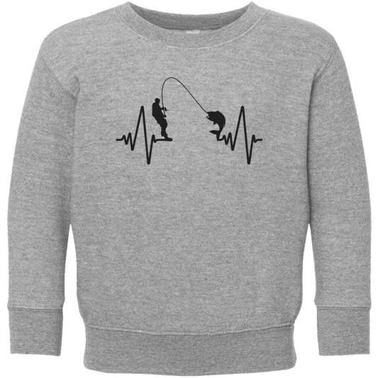 Fishing Heartbeat Toddler Crew Neck Sweatshirt