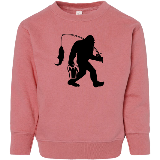 Fishing Sasquatch Toddler Crew Neck Sweatshirt