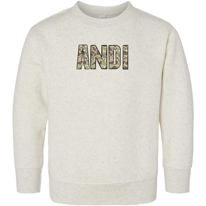 Personalized Camo Name Kids Crew Neck