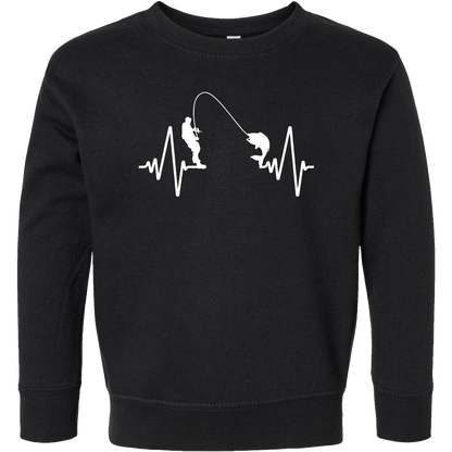 Fishing Heartbeat Toddler Crew Neck Sweatshirt