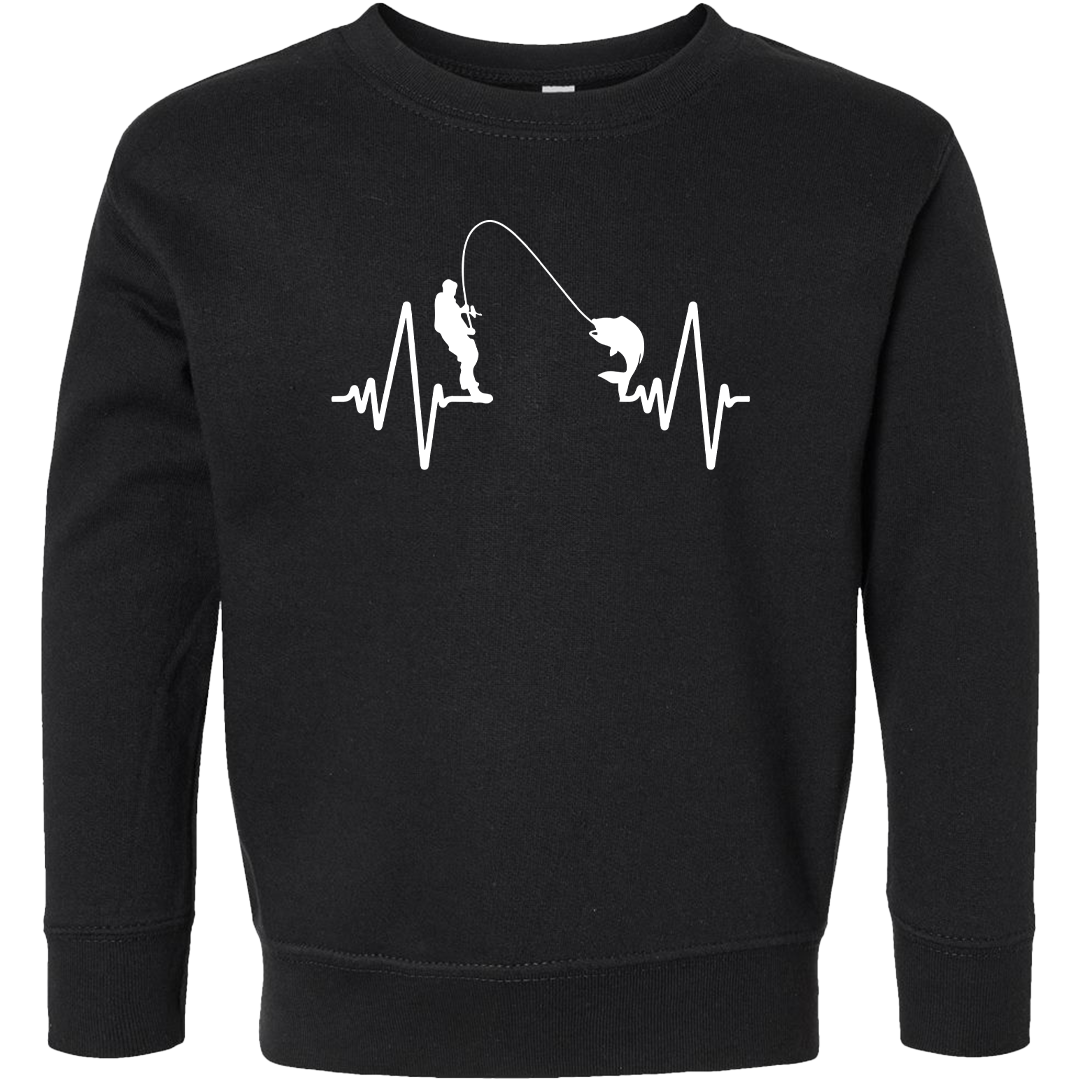 Fishing Heartbeat Kids Crew Neck Sweatshirt