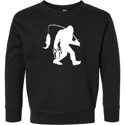 Fishing Sasquatch Kids Crew Neck Sweatshirt