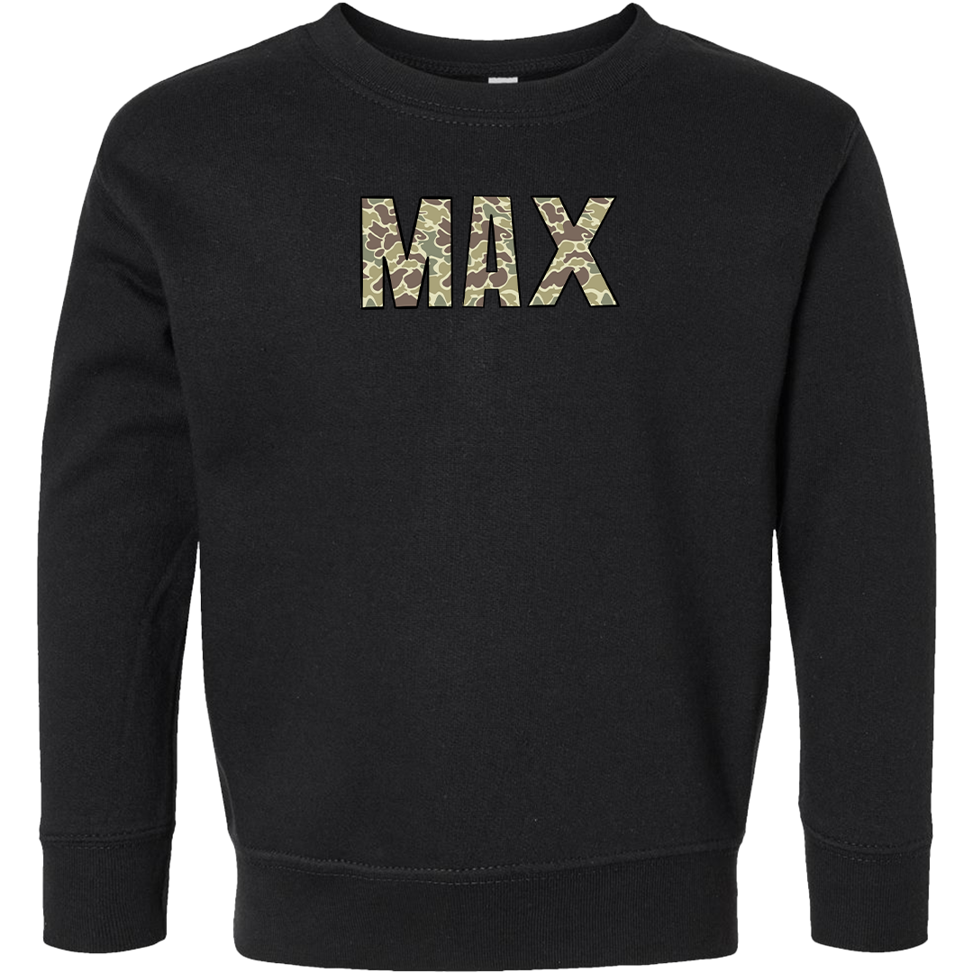 Personalized Camo Name Toddler Crew Neck Sweatshirt