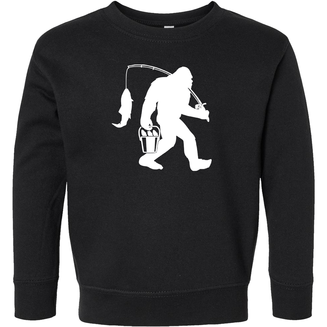 Fishing Sasquatch Toddler Crew Neck Sweatshirt