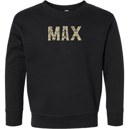 Personalized Camo Name Kids Crew Neck