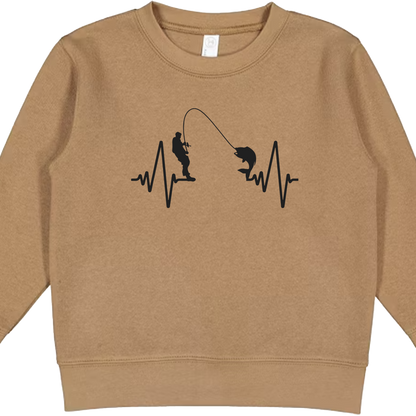Fishing Heartbeat Toddler Crew Neck Sweatshirt