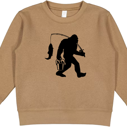 Fishing Sasquatch Toddler Crew Neck Sweatshirt