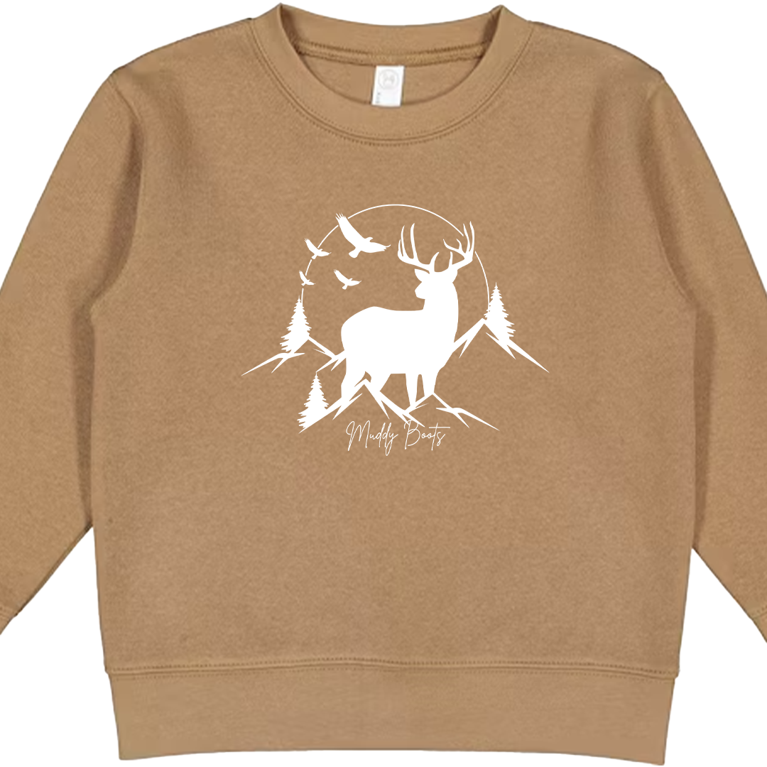 Mountain Deer Toddler Crew Neck Sweatshirt