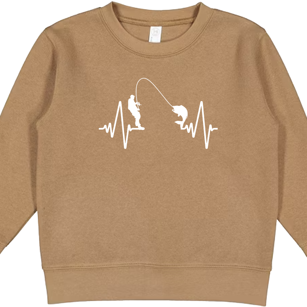 Fishing Heartbeat Toddler Crew Neck Sweatshirt