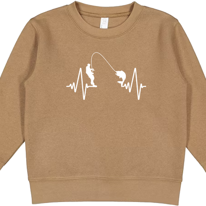 Fishing Heartbeat Toddler Crew Neck Sweatshirt