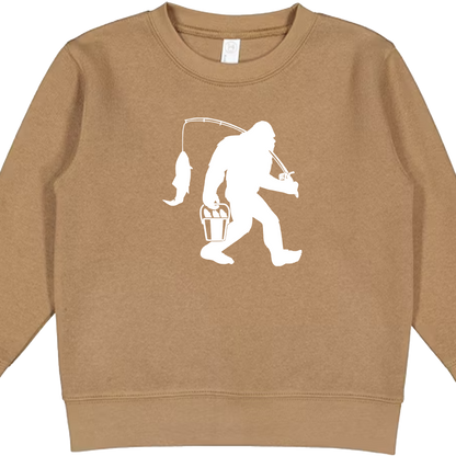 Fishing Sasquatch Toddler Crew Neck Sweatshirt