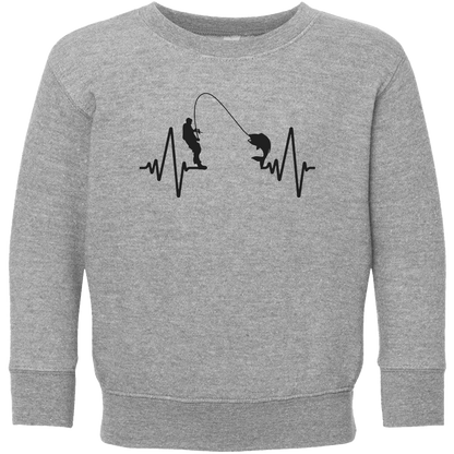Fishing Heartbeat Kids Crew Neck Sweatshirt