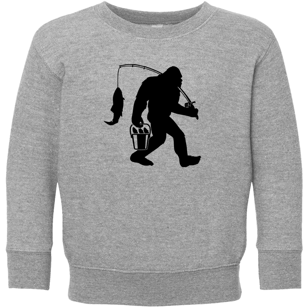 Fishing Sasquatch Kids Crew Neck Sweatshirt