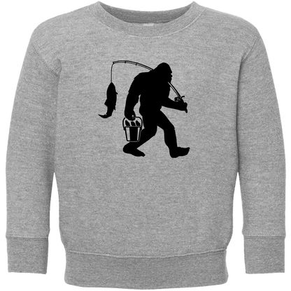Fishing Sasquatch Kids Crew Neck Sweatshirt