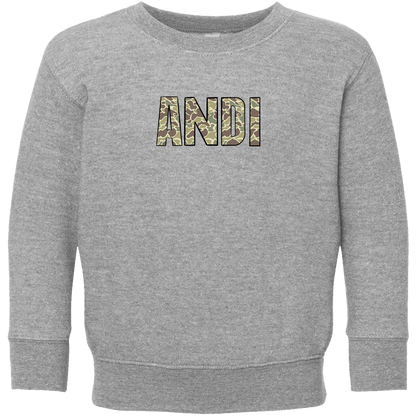 Personalized Camo Name Toddler Crew Neck Sweatshirt