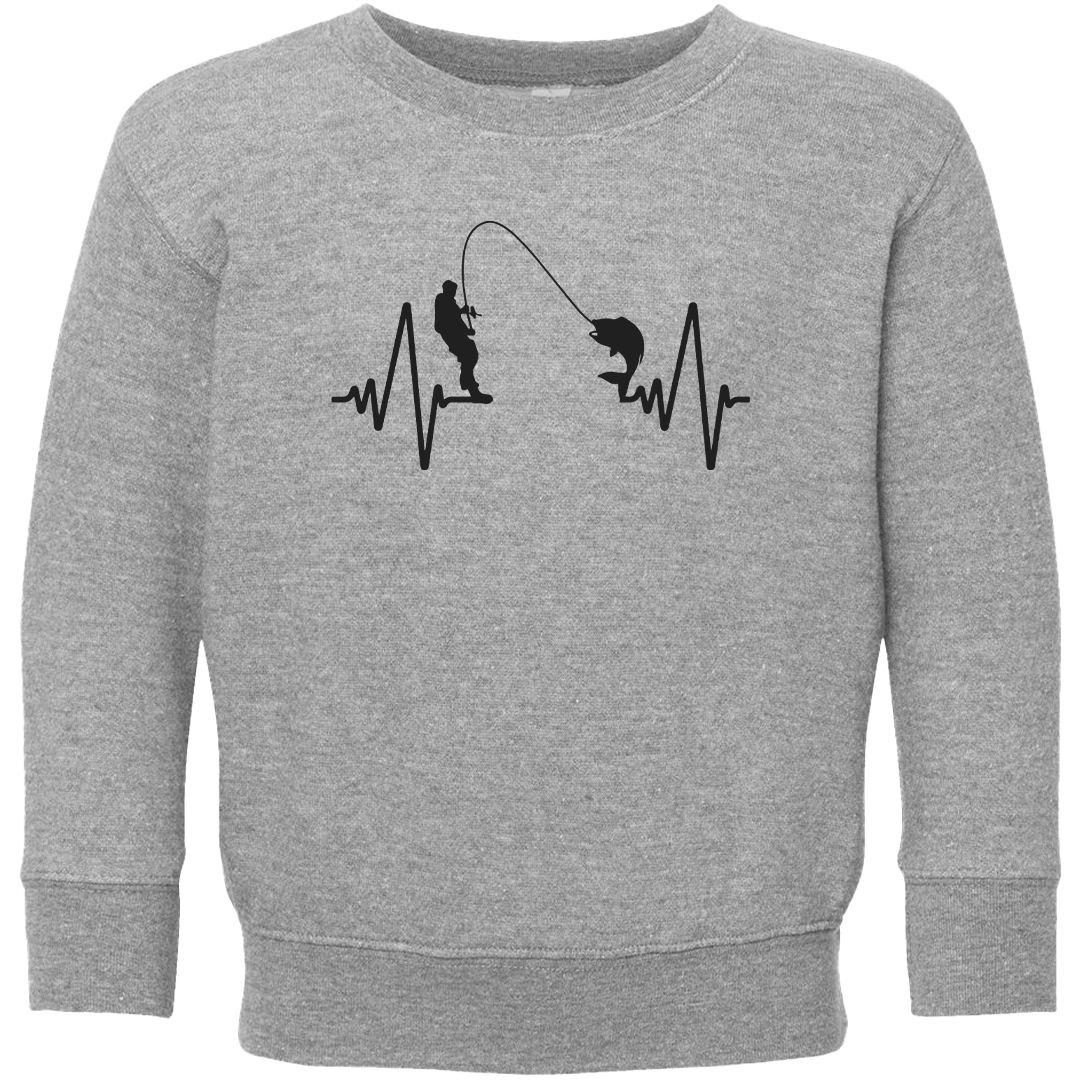 Fishing Heartbeat Toddler Crew Neck Sweatshirt