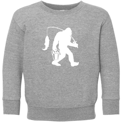 Fishing Sasquatch Toddler Crew Neck Sweatshirt