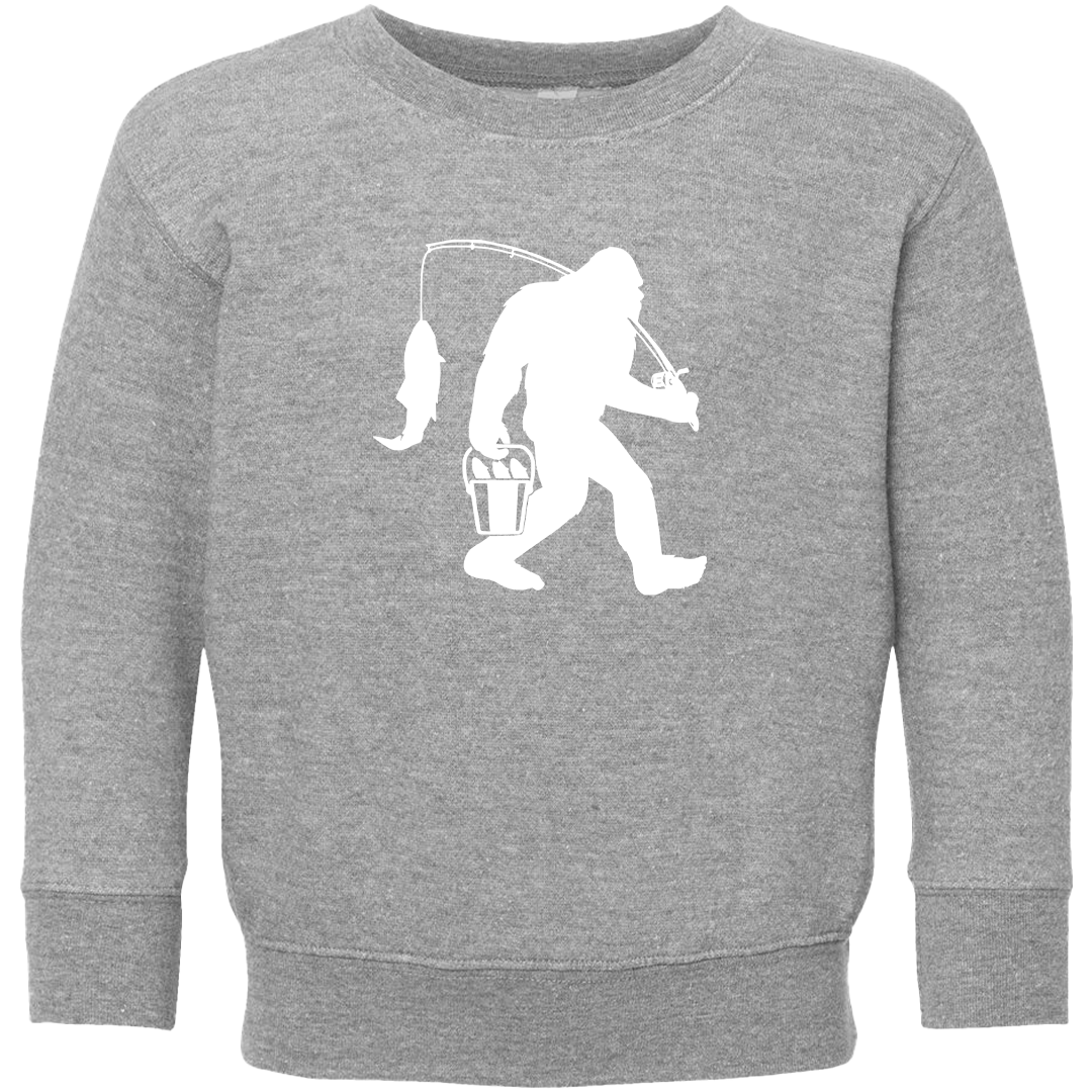Fishing Sasquatch Kids Crew Neck Sweatshirt