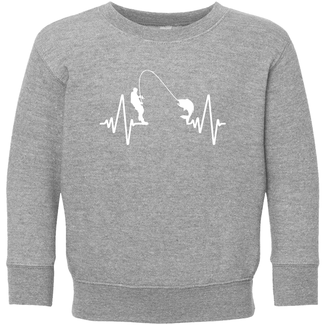 Fishing Heartbeat Kids Crew Neck Sweatshirt