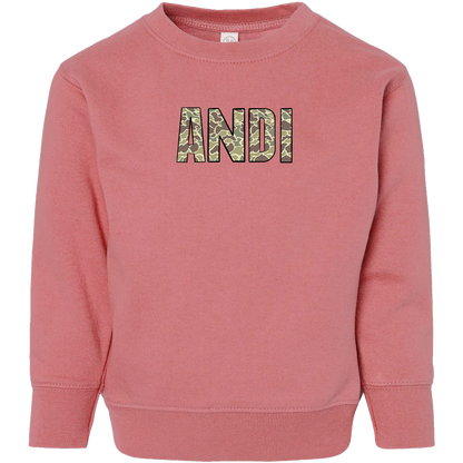 Personalized Camo Name Toddler Crew Neck Sweatshirt