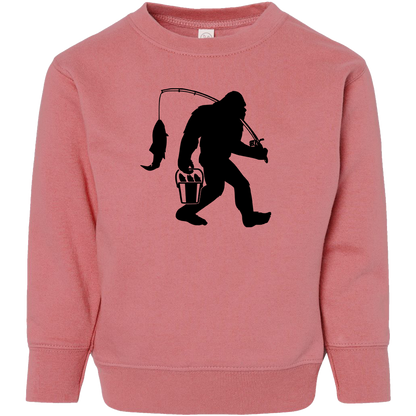 Fishing Sasquatch Kids Crew Neck Sweatshirt