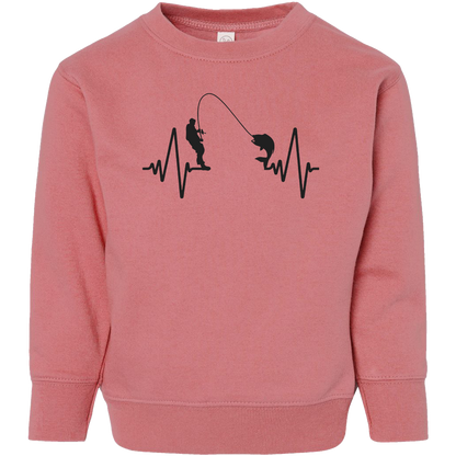 Fishing Heartbeat Toddler Crew Neck Sweatshirt