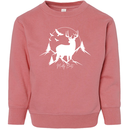 Mountain Deer Toddler Crew Neck Sweatshirt