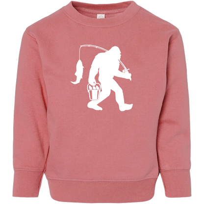 Fishing Sasquatch Toddler Crew Neck Sweatshirt