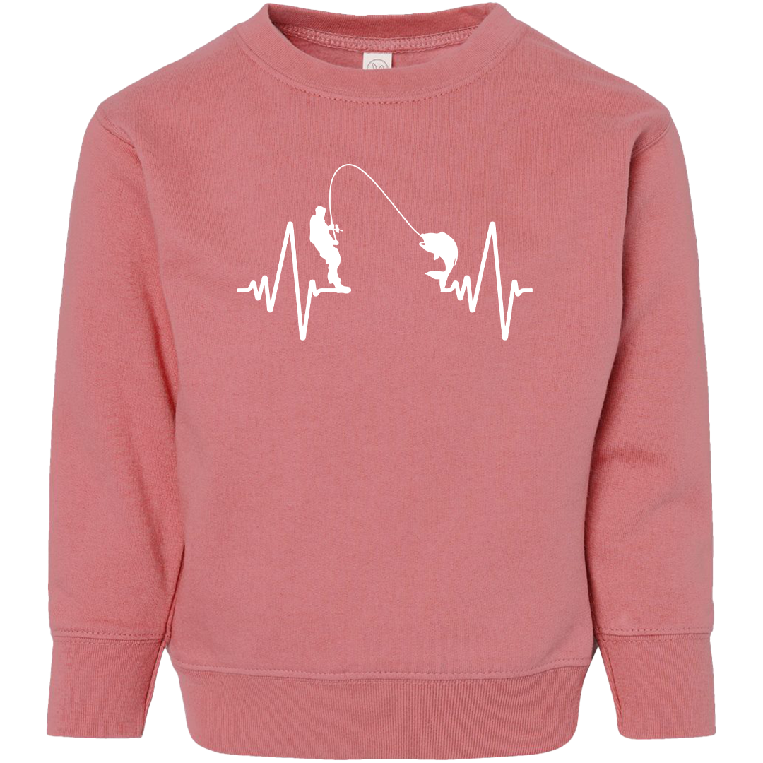 Fishing Heartbeat Toddler Crew Neck Sweatshirt