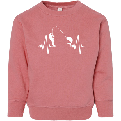 Fishing Heartbeat Toddler Crew Neck Sweatshirt