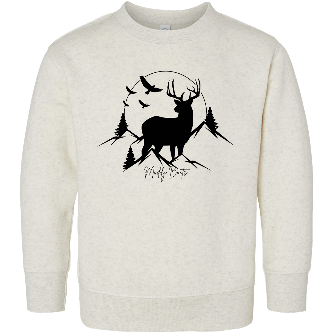 Mountain Deer Toddler Crew Neck Sweatshirt