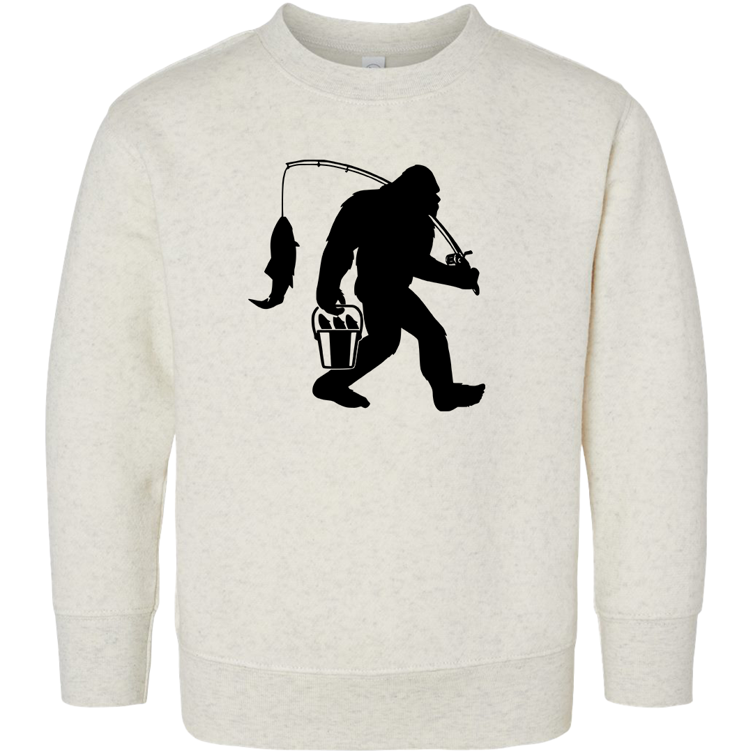 Fishing Sasquatch Kids Crew Neck Sweatshirt