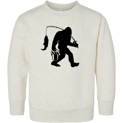 Fishing Sasquatch Toddler Crew Neck Sweatshirt