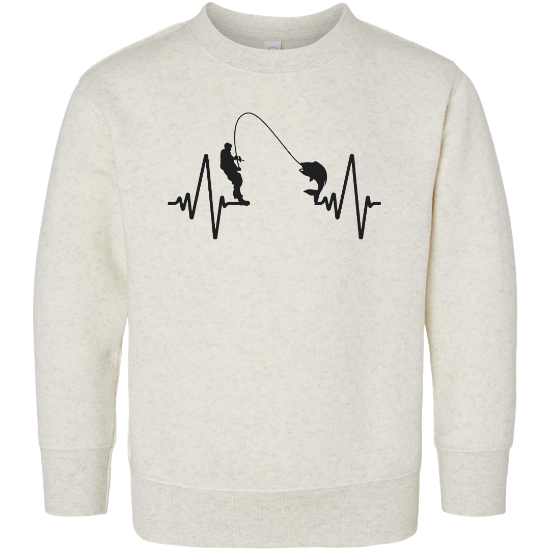 Fishing Heartbeat Toddler Crew Neck Sweatshirt