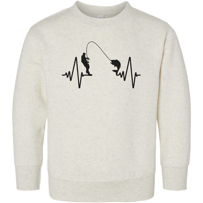Fishing Heartbeat Toddler Crew Neck Sweatshirt
