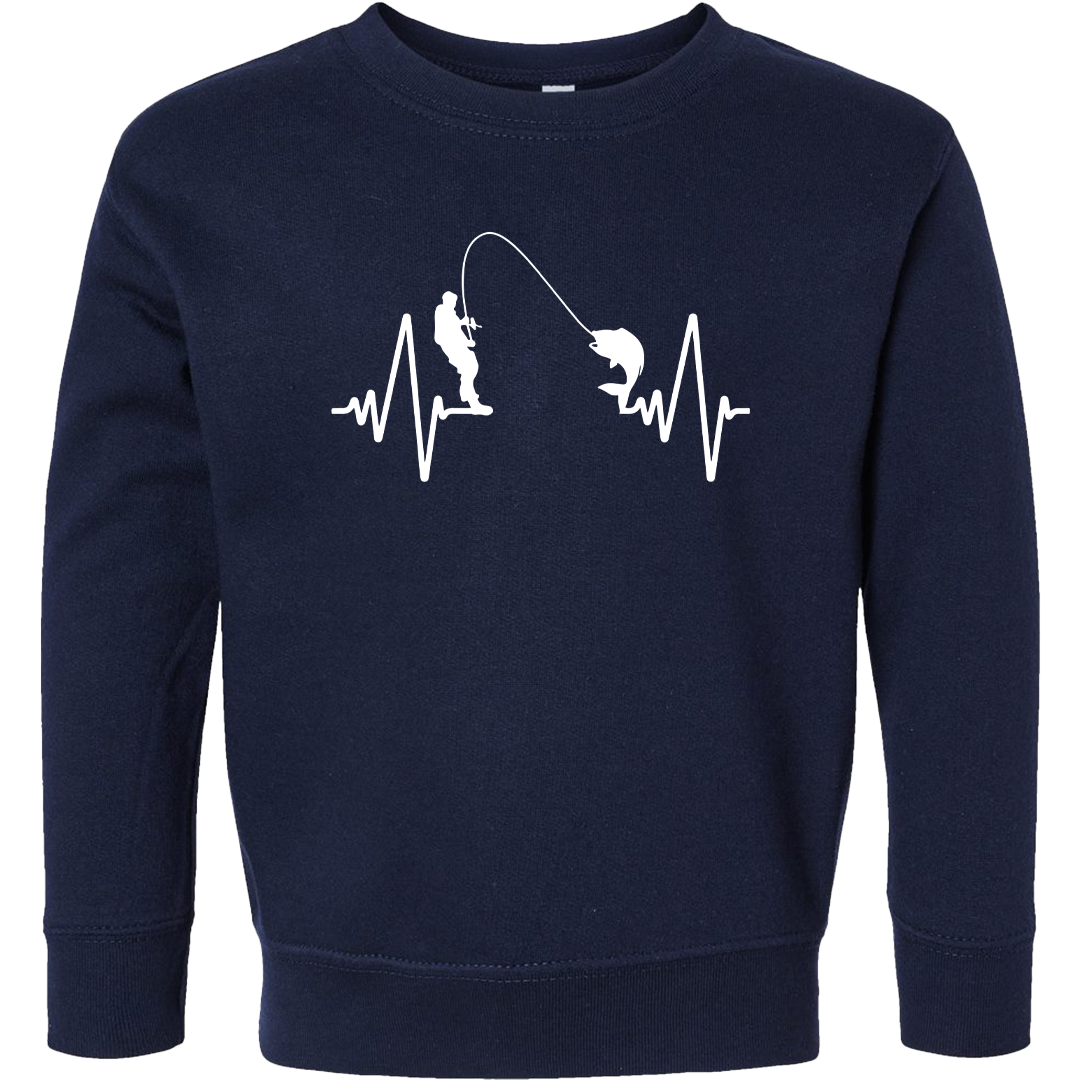 Fishing Heartbeat Toddler Crew Neck Sweatshirt