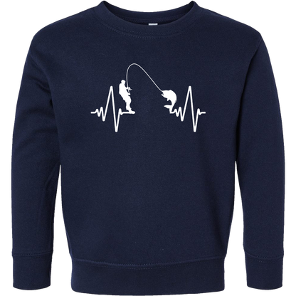Fishing Heartbeat Toddler Crew Neck Sweatshirt