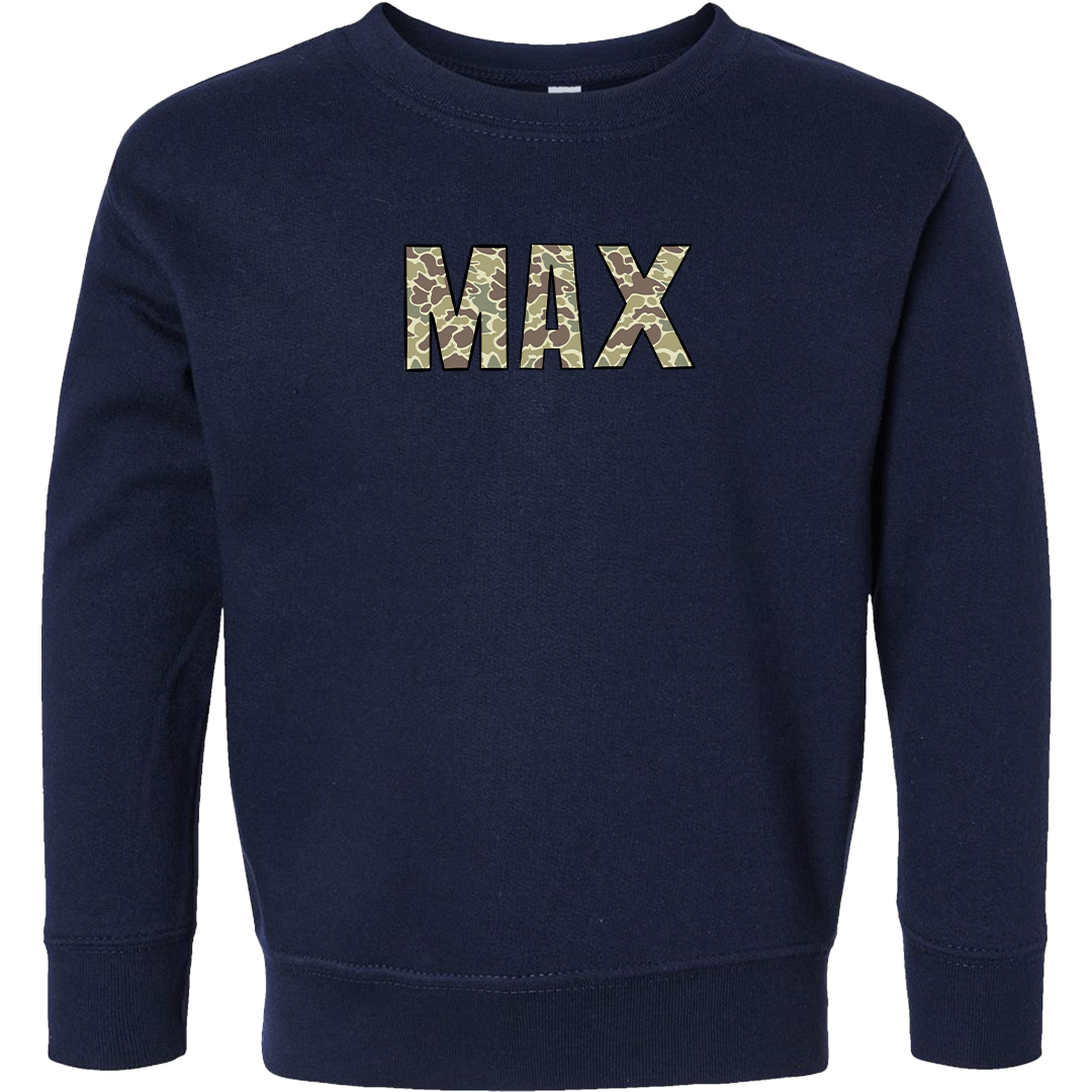 Personalized Camo Name Toddler Crew Neck Sweatshirt