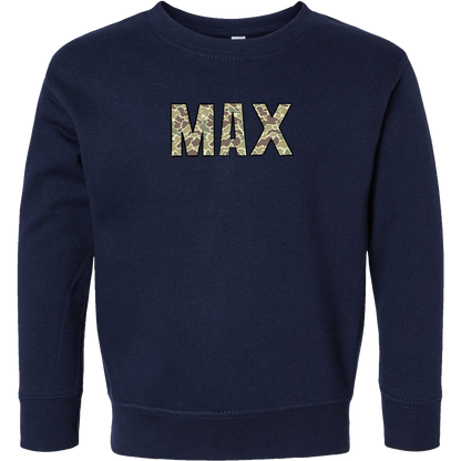 Personalized Camo Name Toddler Crew Neck Sweatshirt
