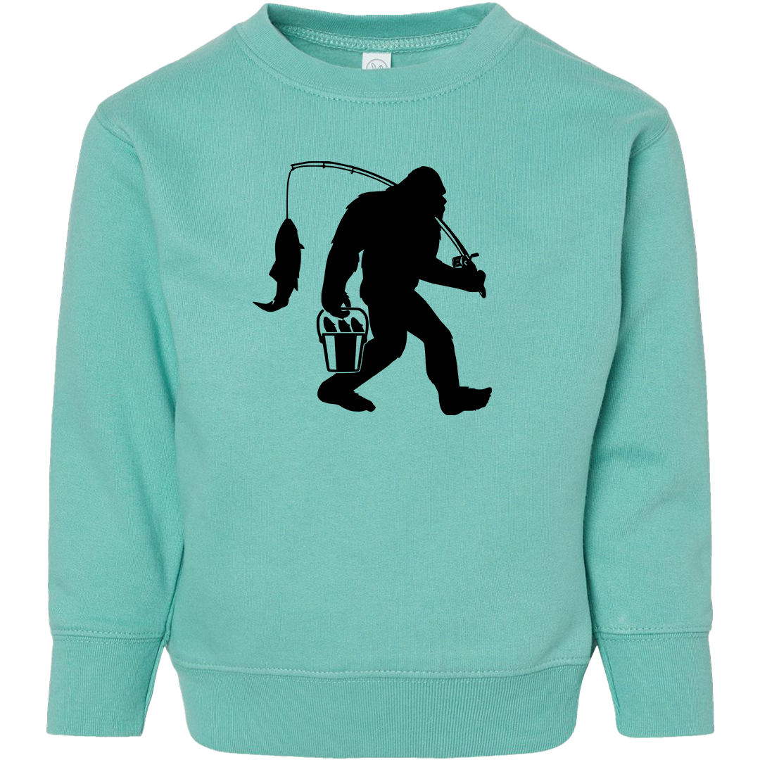 Fishing Sasquatch Kids Crew Neck Sweatshirt