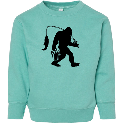 Fishing Sasquatch Kids Crew Neck Sweatshirt