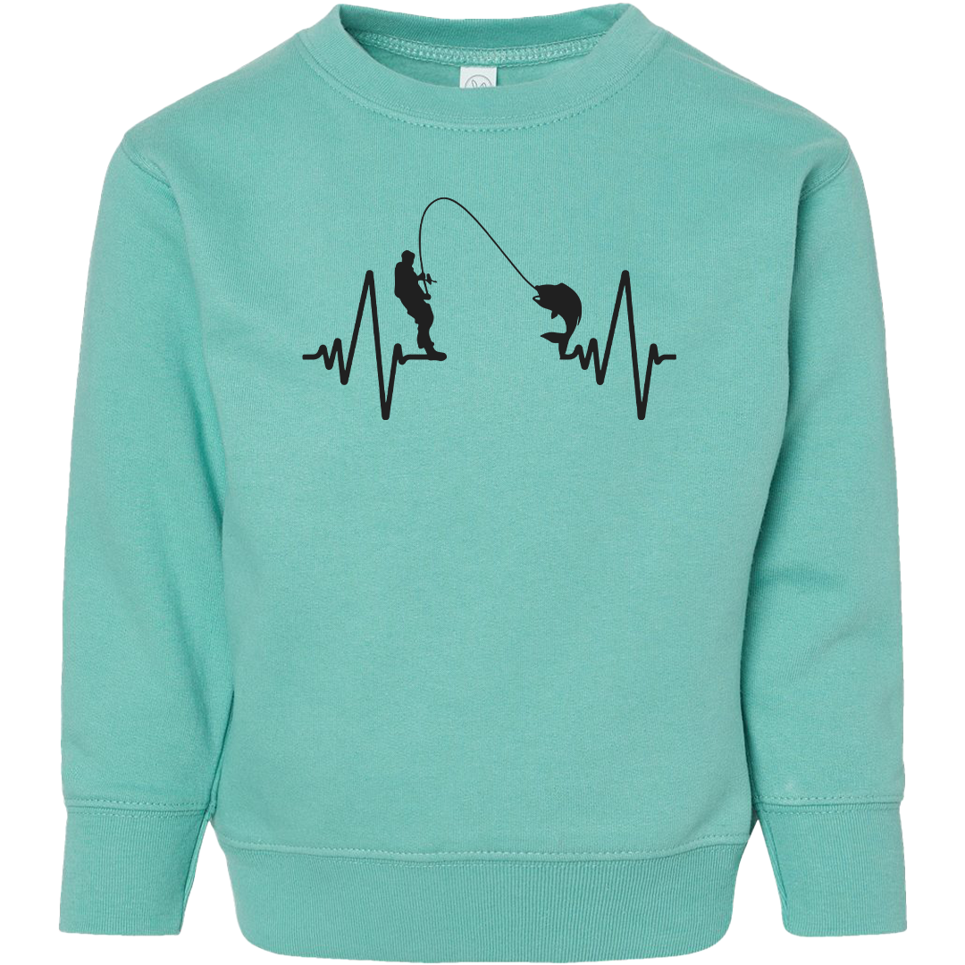 Fishing Heartbeat Toddler Crew Neck Sweatshirt