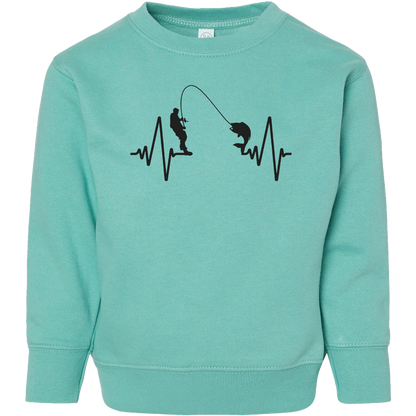 Fishing Heartbeat Toddler Crew Neck Sweatshirt