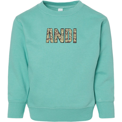 Personalized Camo Name Kids Crew Neck