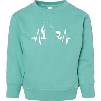 Fishing Heartbeat Toddler Crew Neck Sweatshirt