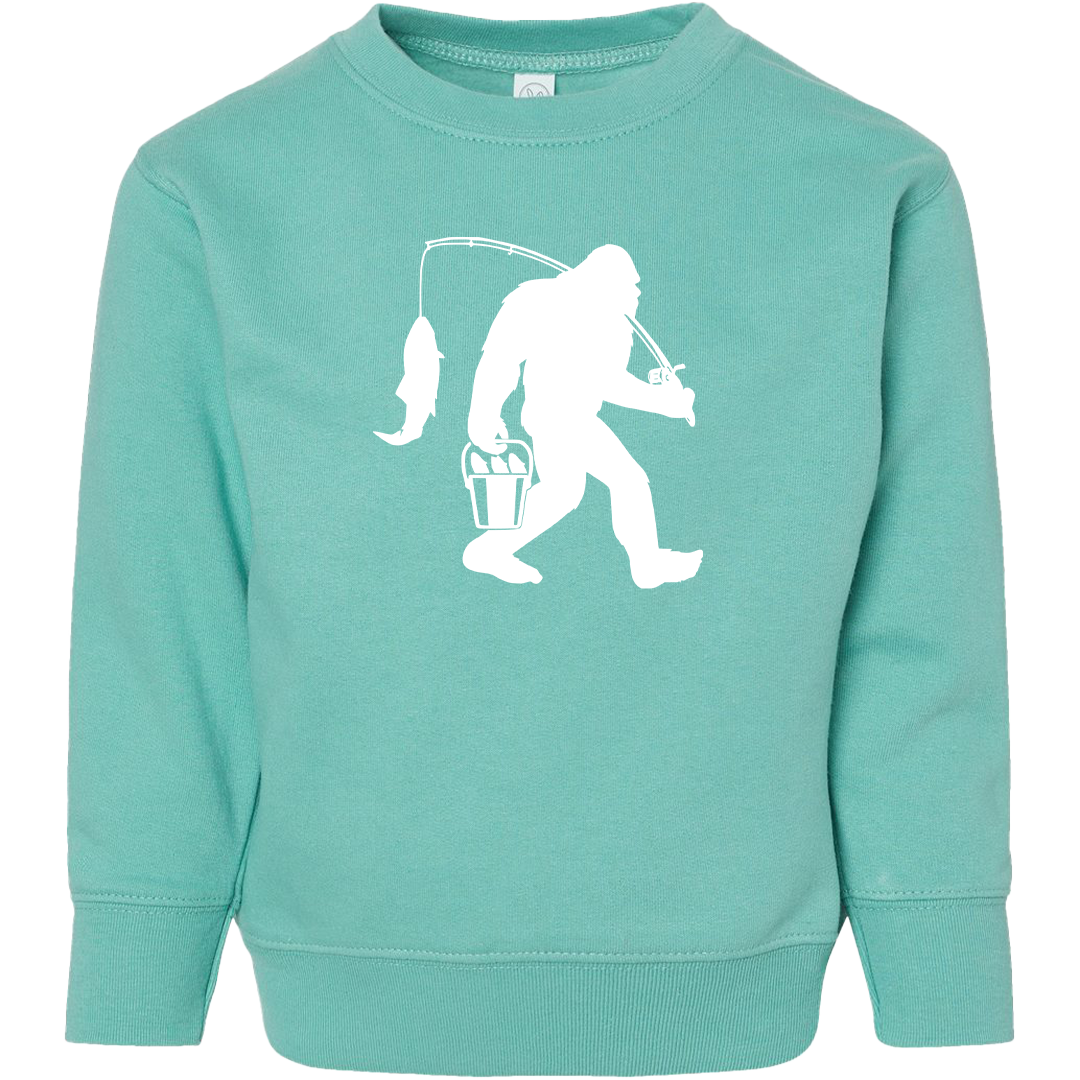 Fishing Sasquatch Toddler Crew Neck Sweatshirt