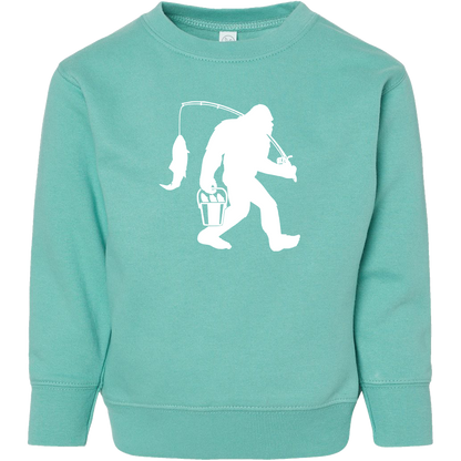 Fishing Sasquatch Toddler Crew Neck Sweatshirt
