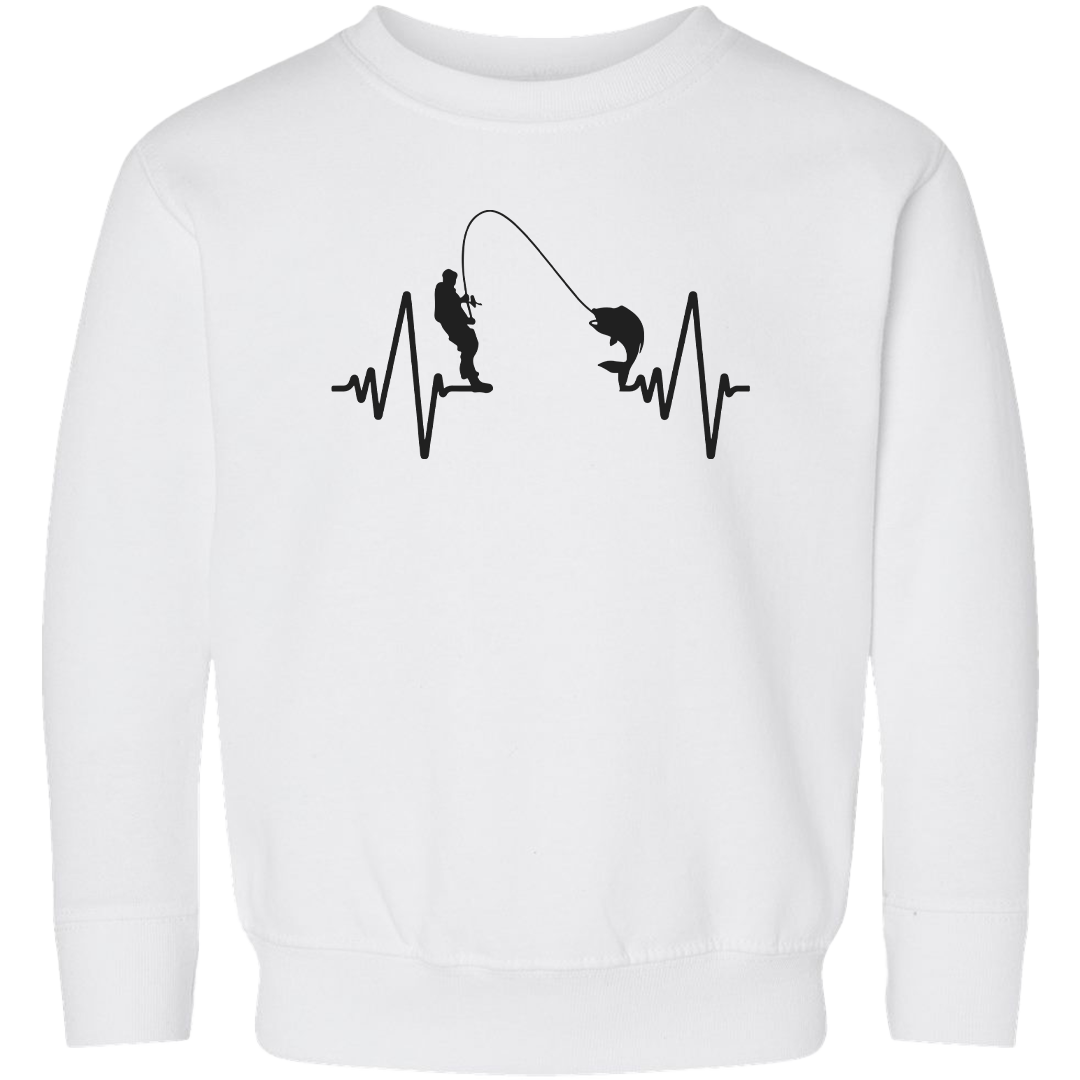 Fishing Heartbeat Toddler Crew Neck Sweatshirt